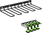 Tool Storage - Storage Rack - Wall Mount - Tool Rack - Tool Holder - 4 Slots - For 4 Power Tools - Tool Storage and Organization - Organizer For Garage, Tool Room - 1 Piece - Metal - Black