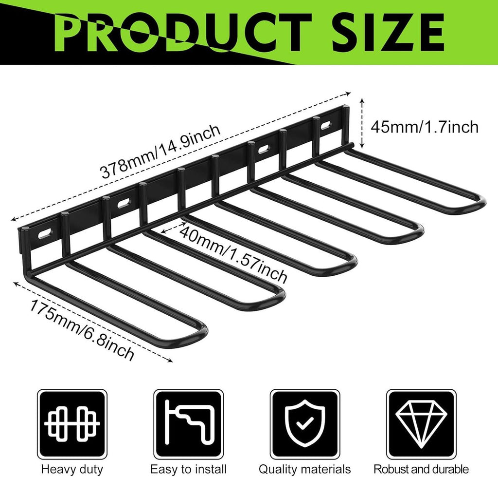 Tool Storage - Storage Rack - Wall Mount - Tool Rack - Tool Holder - 4 Slots - For 4 Power Tools - Tool Storage and Organization - Organizer For Garage, Tool Room - 1 Piece - Metal - Black