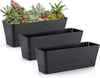 Flower pots - Balcony plant pot/flower pot - Railing/fence - Garden - rectangle - flower boxes - 3 pieces rectangular plant pots of 30 cm - rectangular plastic planters - balcony planters for planting succulents