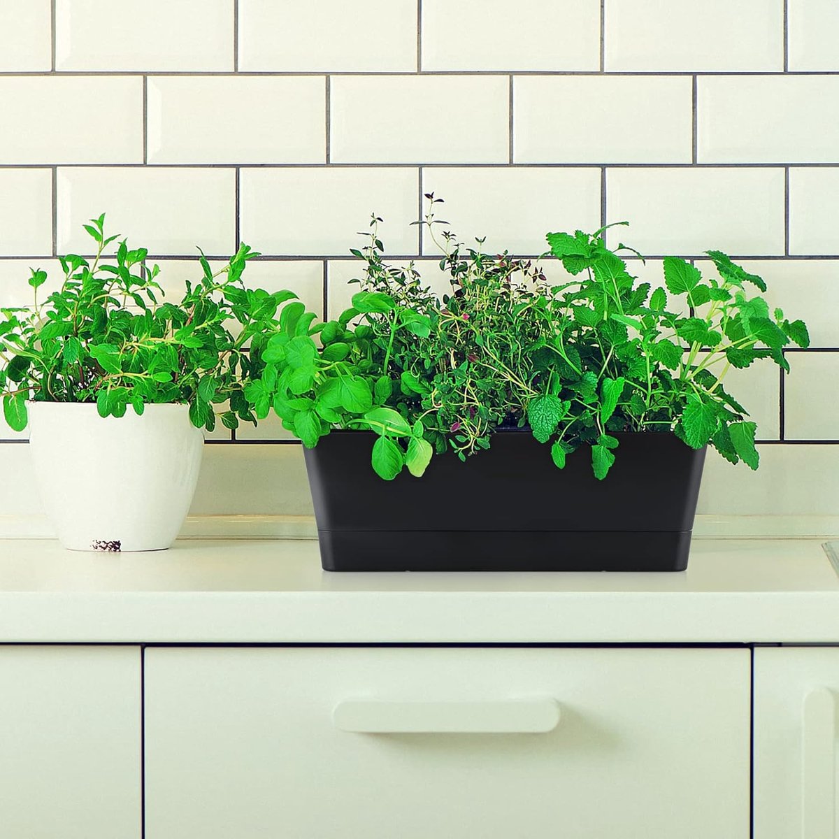Flower pots - Balcony plant pot/flower pot - Railing/fence - Garden - rectangle - flower boxes - 3 pieces rectangular plant pots of 30 cm - rectangular plastic planters - balcony planters for planting succulents