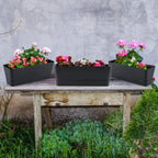 Flower pots - Balcony plant pot/flower pot - Railing/fence - Garden - rectangle - flower boxes - 3 pieces rectangular plant pots of 30 cm - rectangular plastic planters - balcony planters for planting succulents