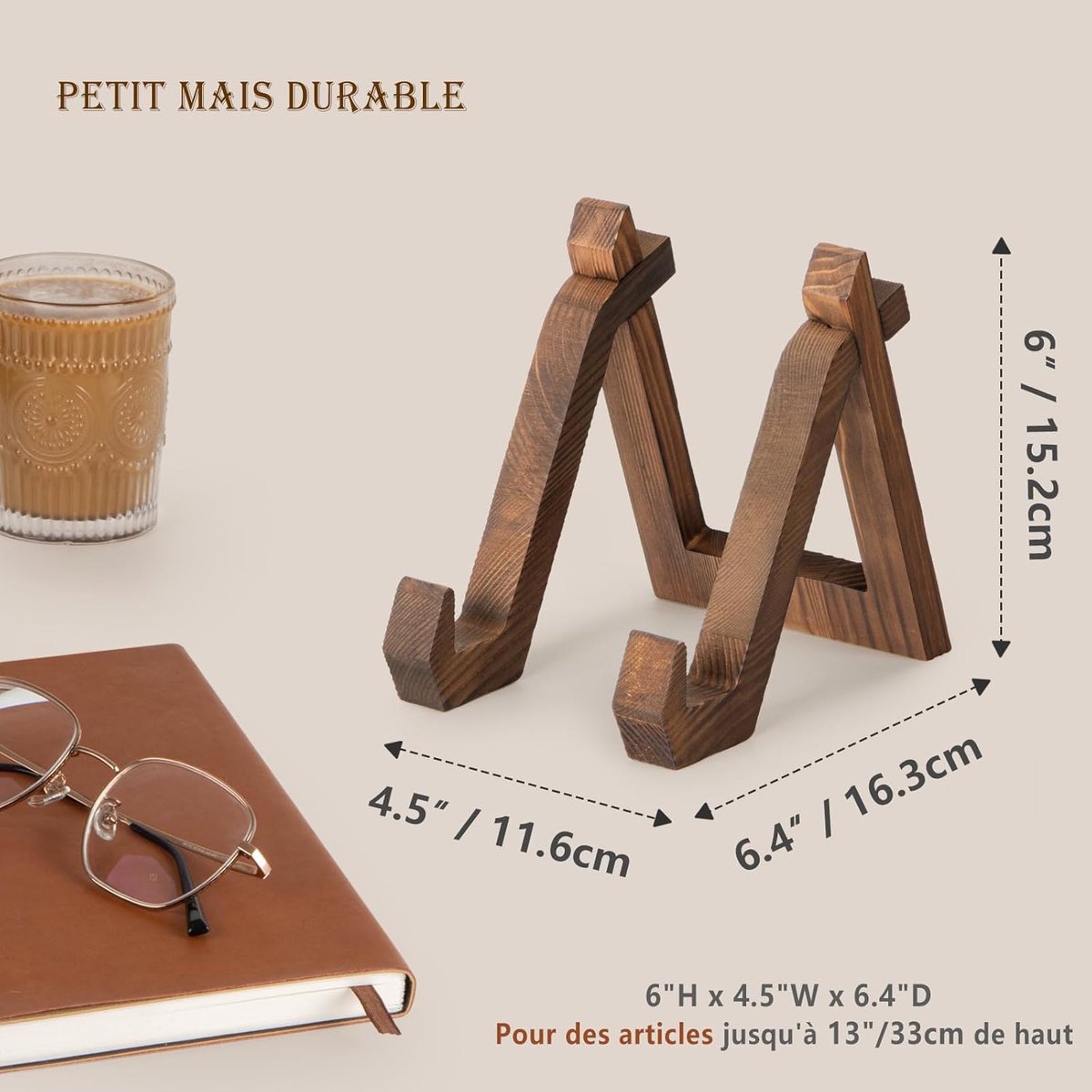 Plate Display Stand - Cookbook Stand - Book Stand - Plate Rack - Plate Stand - Plate Holder - Plate Hanger - for Display, Decorative, Photo Frame, Plate, Photo, Cookbook, Plaque - Wooden Stand - Plate Display Stand - Durable - Wood