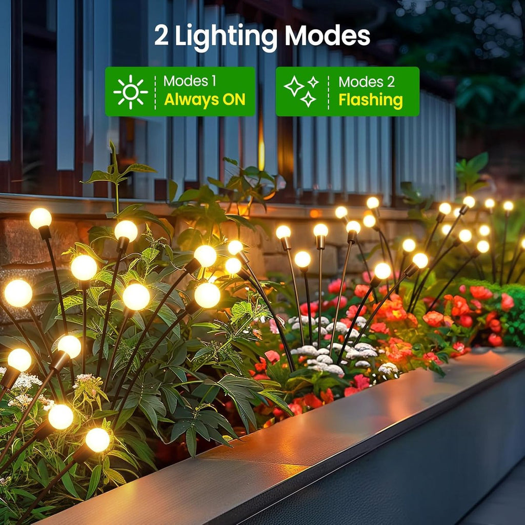 Solar Garden Lighting - Solar Lights Outdoor - 4 Pack 32 LED Oscillating Solar Garden Lights - Solar Garden Lamp - Fireflies - Firefly Light for Outdoor Decorations - Solar Garden Lighting - Solar Energy - Waterproof - Garden Torch - Garden Lantern