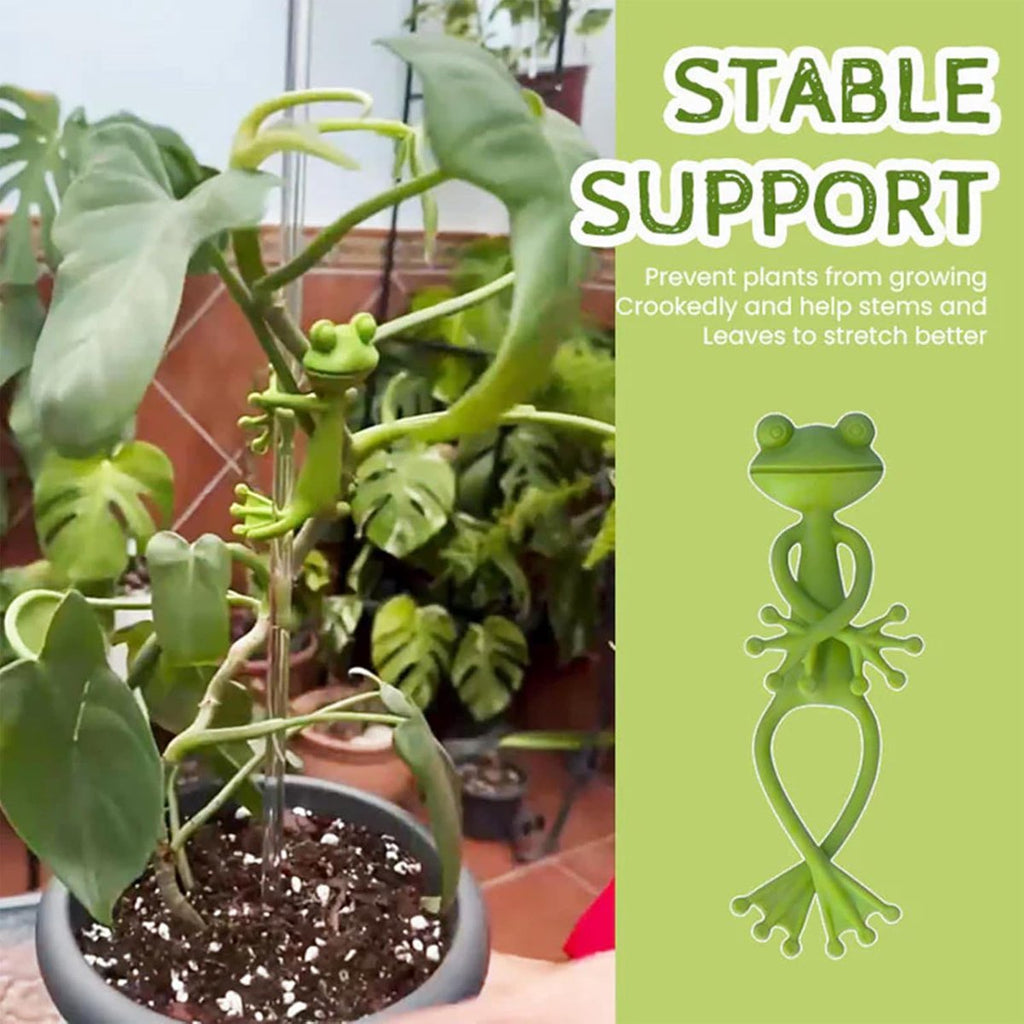 5 Pieces - Frog Plant Stand - Plant Support - Green Frog Plant Supports - Cute Frog Flowerpot Hugger Plant Climbing Fixture Clips - Freestanding - Animal Figurines Planter Pot Hanger Decorations