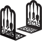 2 Pieces Bookends - bookends - Metal Book Stand - Book Holder - Shelf Organizer - Book Support - Bookshelf - Magazine Holder Book Support - Reading Tray - Magazine Rack - for library, office, school - Black