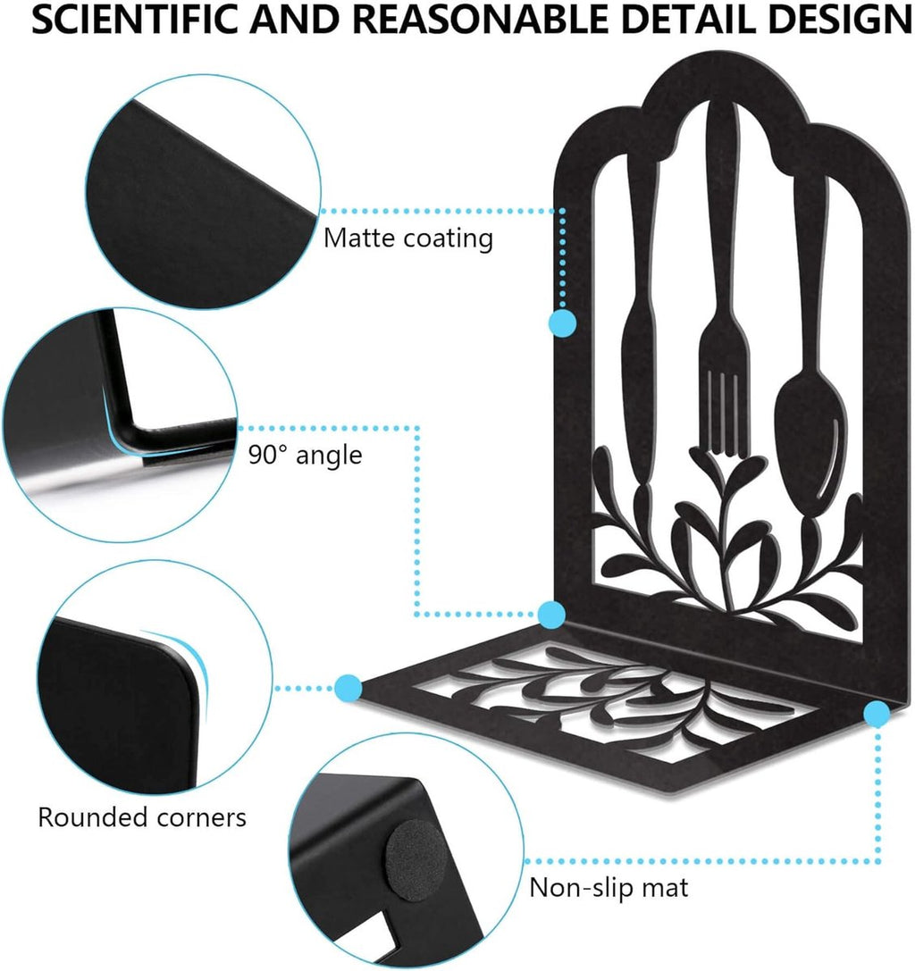 2 Pieces Bookends - bookends - Metal Book Stand - Book Holder - Shelf Organizer - Book Support - Bookshelf - Magazine Holder Book Support - Reading Tray - Magazine Rack - for library, office, school - Black