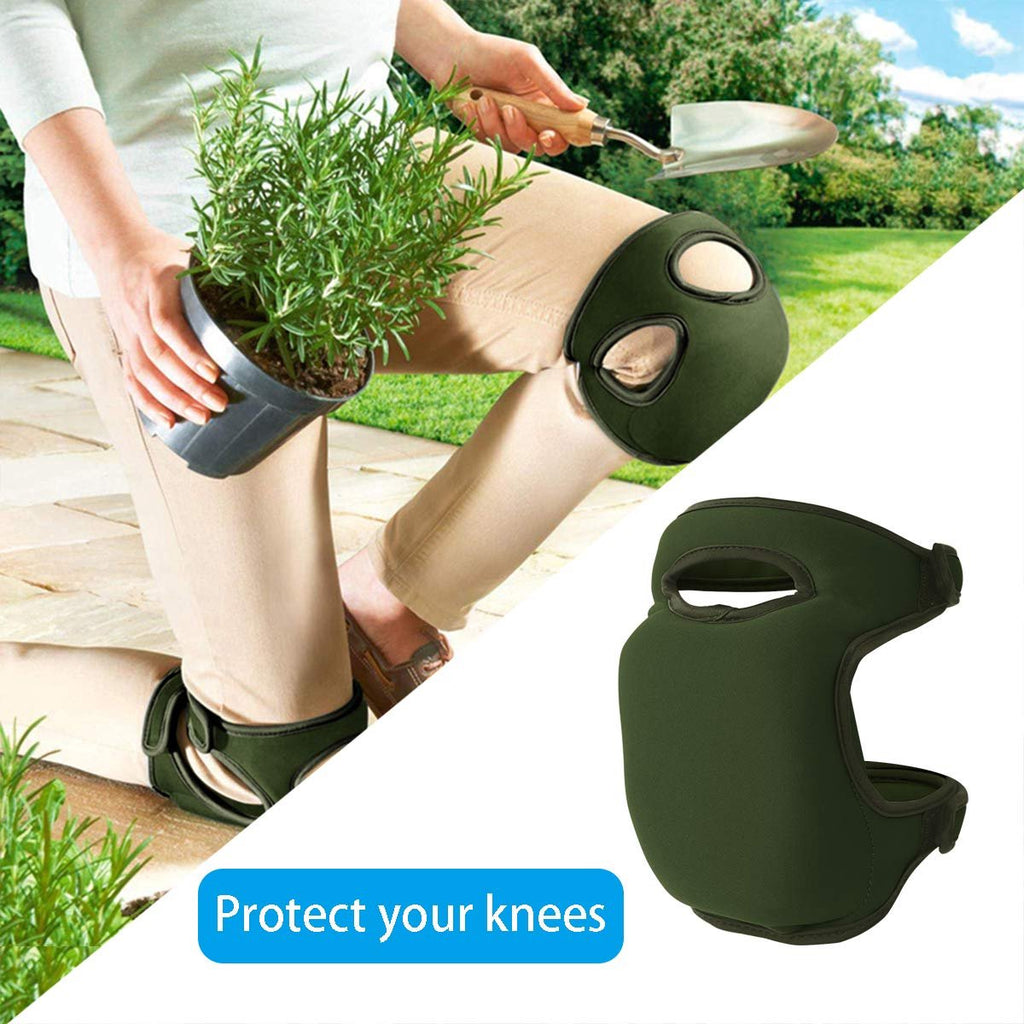 2-Pack - Garden Knee Braces - Soft and Comfortable Protective Knee Braces - Adjustable and Non-Slip - For Gardeners to Use When Cleaning, Scrubbing Floors and Pruning (Green)