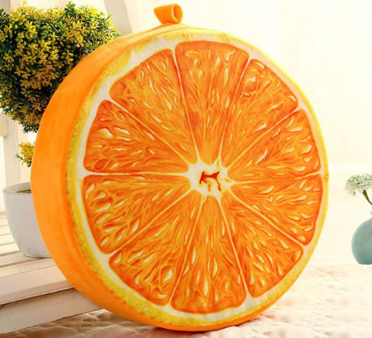 Round decorative cushion - soft filled cushion - play cushion - 40 cm - orange - suitable for sofas, chairs, floors, armchairs Main image