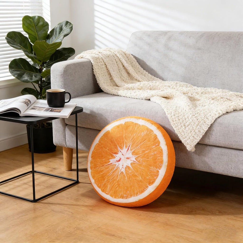 Round decorative cushion - soft filled cushion - play cushion - 40 cm - orange - suitable for sofas, chairs, floors, armchairs