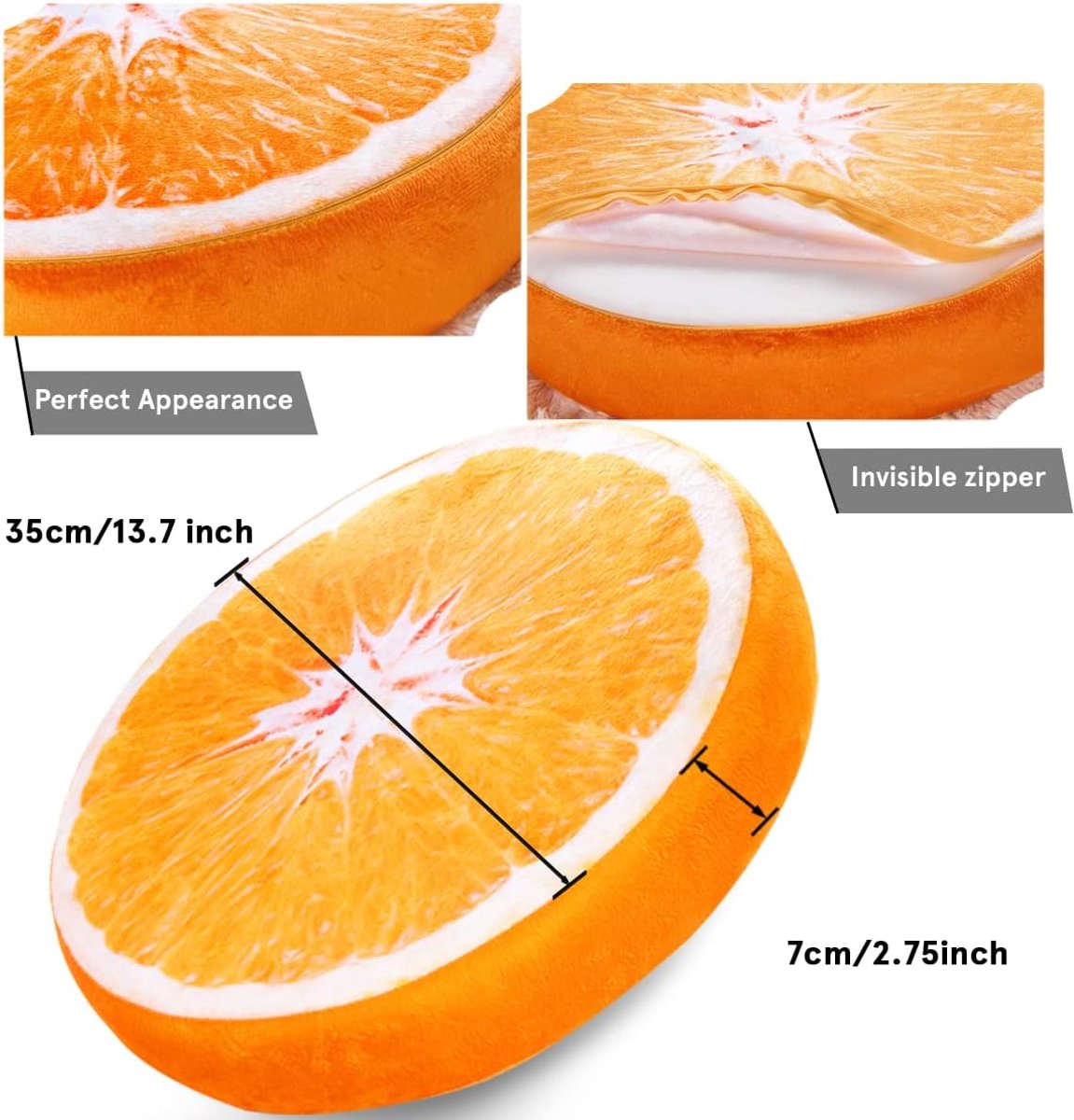 Round decorative cushion - soft filled cushion - play cushion - 40 cm - orange - suitable for sofas, chairs, floors, armchairs