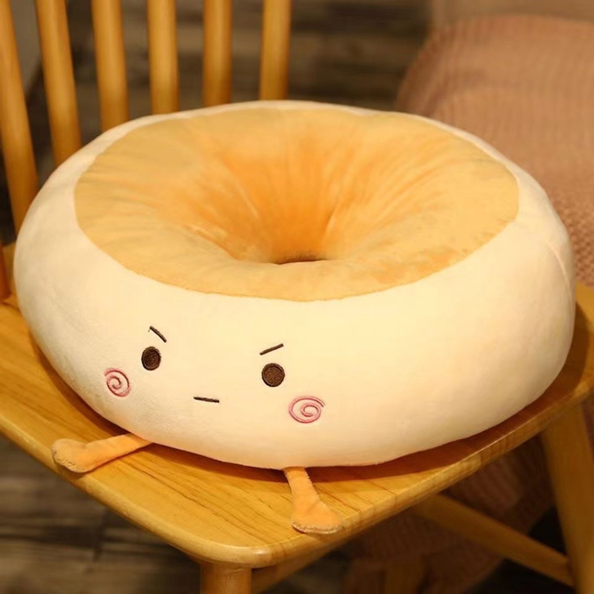 Round Seat Cushion - Round Chair Cushion - Donut Seat Cushion - Cute and Soft Decorative Cushion - Cartoon Design - Suitable Chairs for Bedrooms, Schools and Offices - 38*38*14cm (Angry Style) Main image