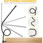 1 pc. Desk Lamps for Home Office, Clamp Lamp Dimmable Gooseneck Lamp Touch Control, Adjustable Desk Lamp for Workbench Tabletop (Black)