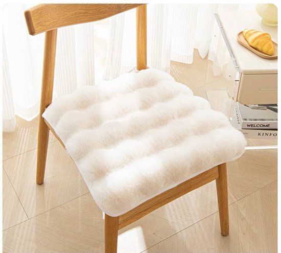 Seat cushion - Seat cushion - Seat cushion for the living room - Soft and comfortable chair cushion with non-slip bottom - Suitable for cars, home offices, dining rooms and kitchens (White, 45 x 45 cm) Main image