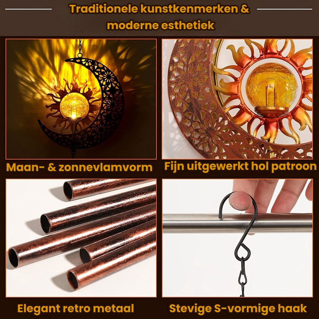 Magic Wind Chime, Solar moon and sun lighting, Outdoor lighting, Wind organ, Solar lighting, Solar garden lighting