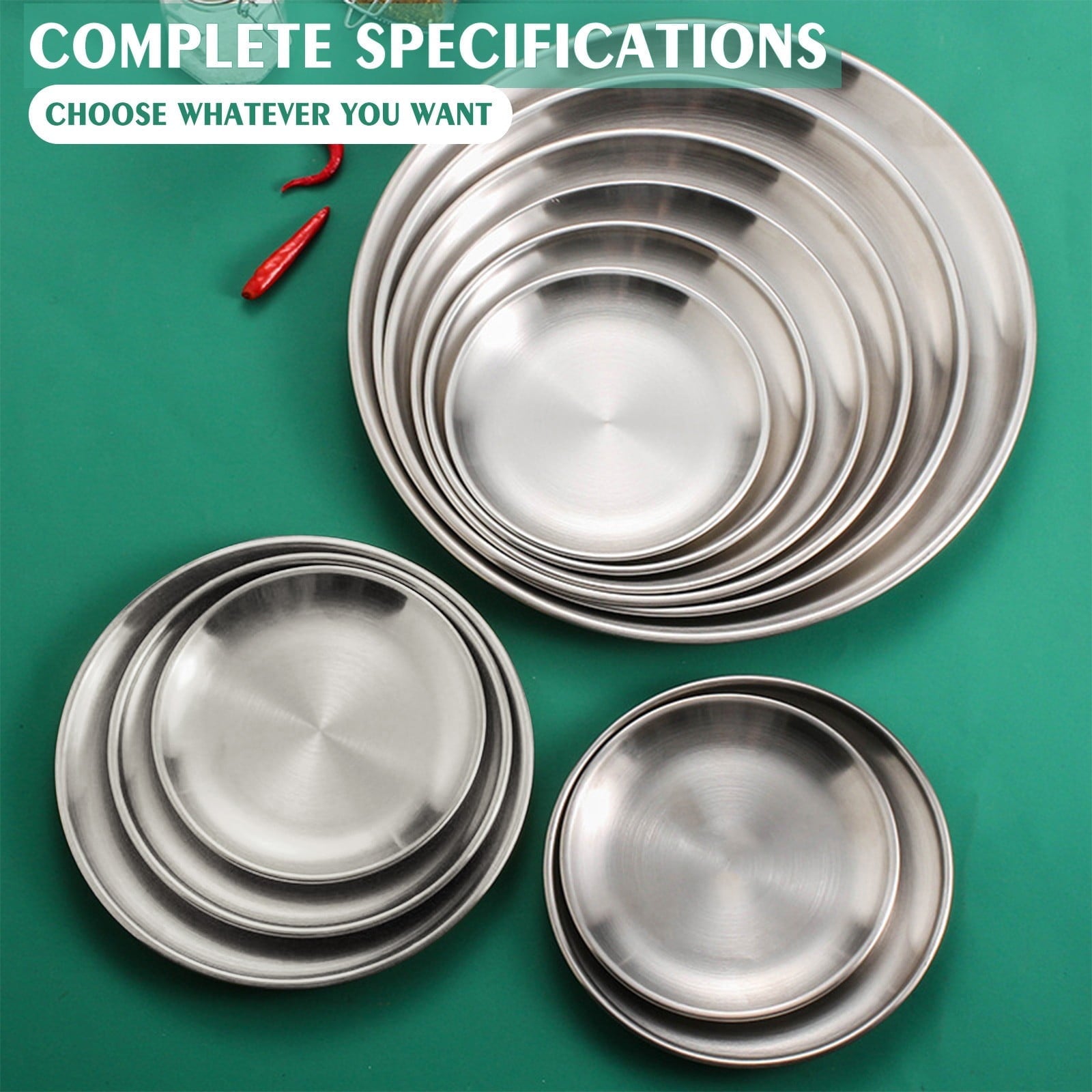 JWDX Kitchen, Kitchen Tools Clearance, Pizza Pan Set Chef Stainless Steel Round Baking Pizza Pans Pizza Tray for Pizza Pie Cake Cookie Heavy Duty & Durable Oven Silver