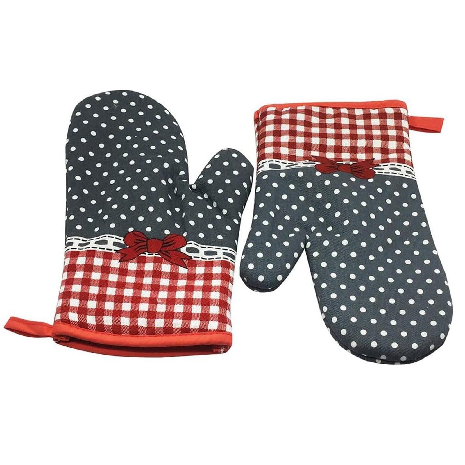 Oven Mitts ! Kitchen Cooking Cotton Microwave Oven Gloves Mitts Pot Pad Heat Protected Beige, Oven Socks Promotion Include 2*Oven Gloves AS shown Main image