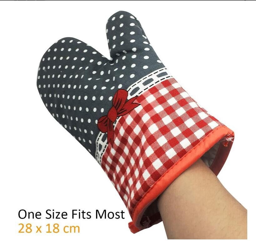 Oven Mitts ! Kitchen Cooking Cotton Microwave Oven Gloves Mitts Pot Pad Heat Protected Beige, Oven Socks Promotion Include 2*Oven Gloves AS shown
