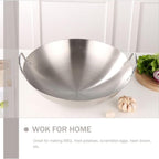 Double Handle Wok, Heavy Duty Stainless Steel Wok Fry Pan, Large Capacity Saute Pan, Multipurpose Stewpot Skillet for Gas & Electric Cooktops, 11.0 Inches 11.0" Grey