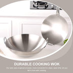Double Handle Wok, Heavy Duty Stainless Steel Wok Fry Pan, Large Capacity Saute Pan, Multipurpose Stewpot Skillet for Gas & Electric Cooktops, 11.0 Inches 11.0" Grey
