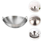 Double Handle Wok, Heavy Duty Stainless Steel Wok Fry Pan, Large Capacity Saute Pan, Multipurpose Stewpot Skillet for Gas & Electric Cooktops, 11.0 Inches 11.0" Grey