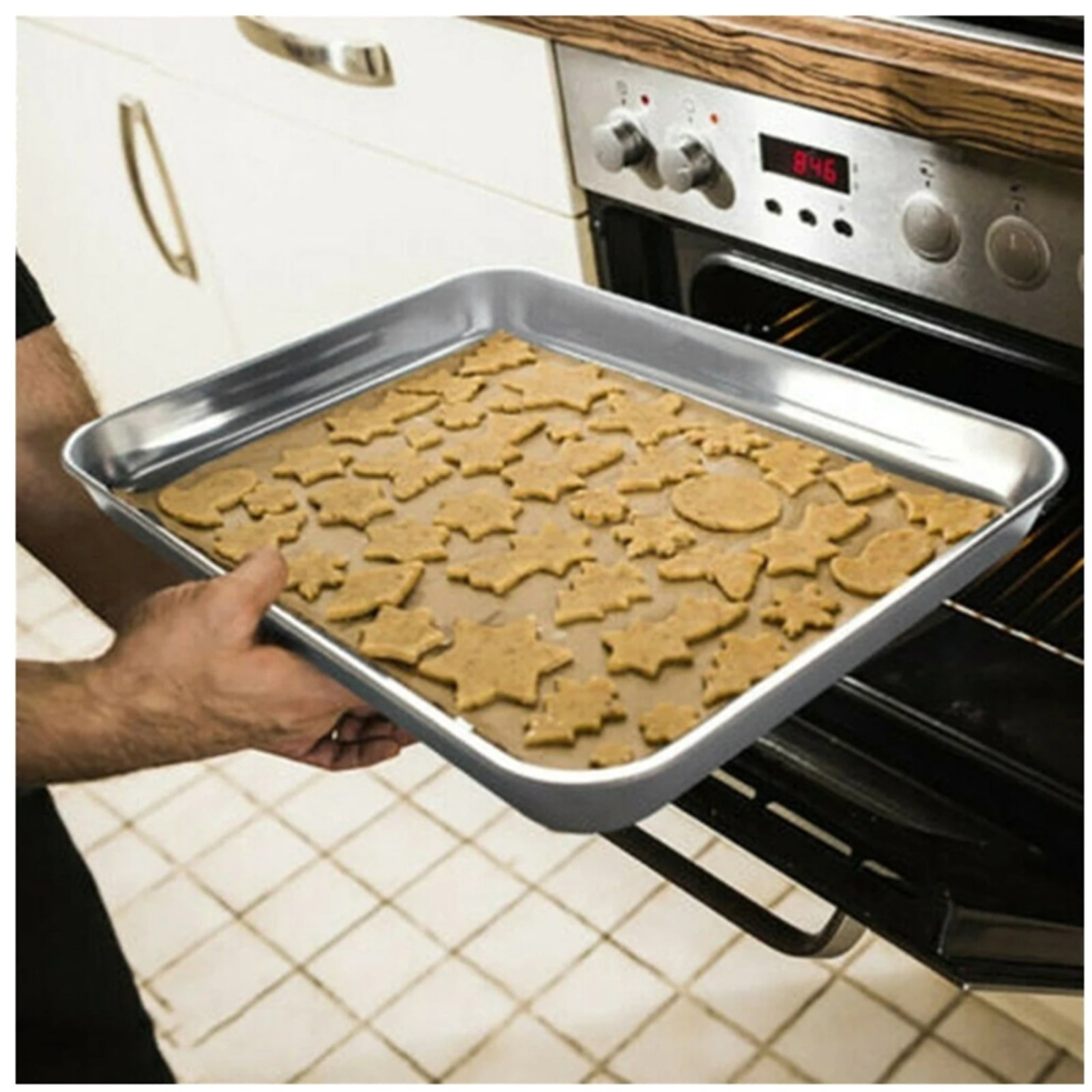 1Pcs Toaster Oven Pans For Baking,Baking Sheets Cookie Sheet Pans,Small Replacement Trays For Toaster,Small Baking Trays For Oven, Stainless Steel Baking Sheet Pan, Toaster Oven Tray 12.59" x 8.66" x 1.88" Silver