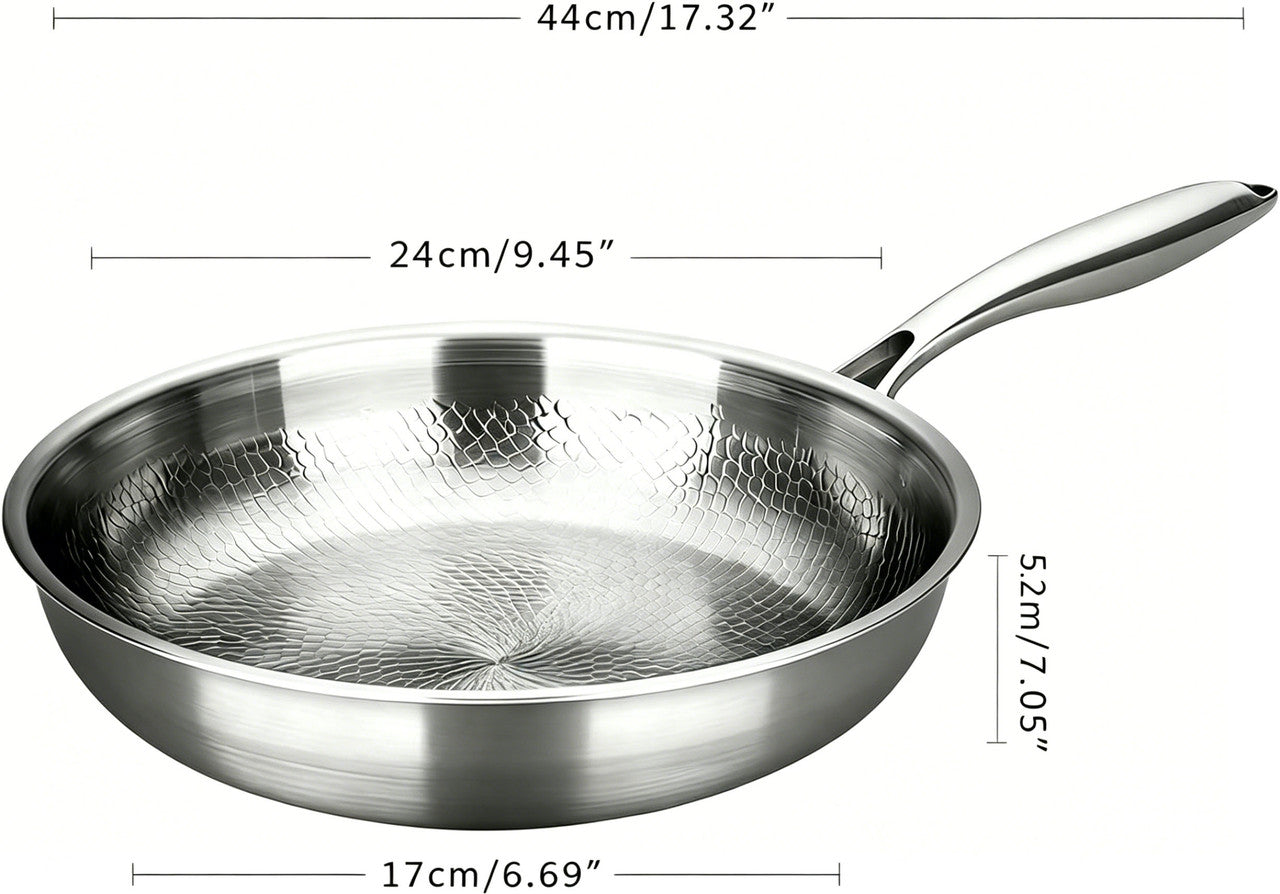Titanium Pan,100% Non-toxic Titanium Pan,Non Stick Chemical-Free,Extreme Heat-Resistant & Lasts a Lifetime,Non-Stick Skillet for Home Use, Induction Cooktops And Gas Stoves for Omelettes Steaks 24cm