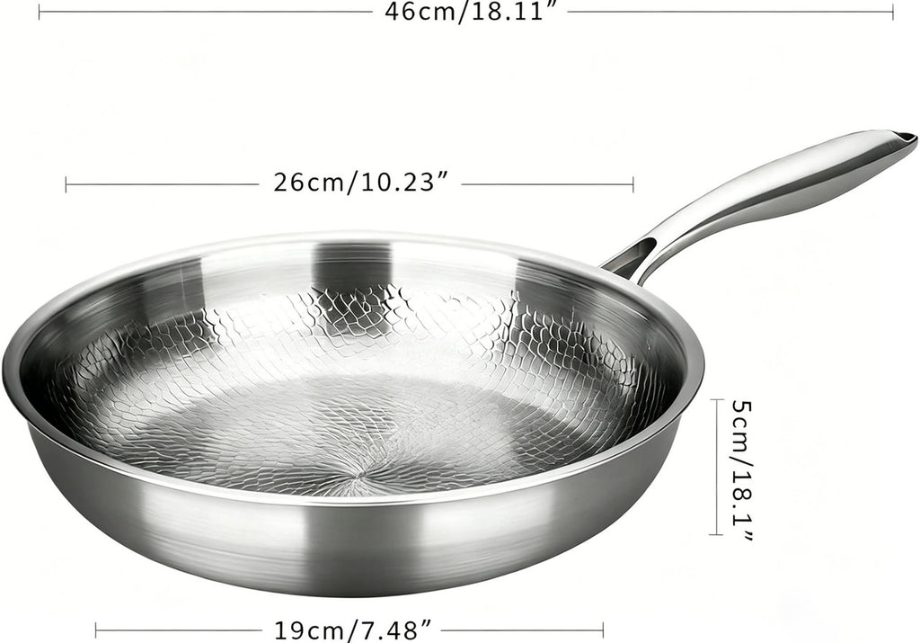 Titanium Pan,100% Non-toxic Titanium Pan,Non Stick Chemical-Free,Extreme Heat-Resistant & Lasts a Lifetime,Non-Stick Skillet for Home Use, Induction Cooktops And Gas Stoves for Omelettes Steaks 26cm