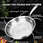 Titanium Pan,100% Non-toxic Titanium Pan,Non Stick Chemical-Free,Extreme Heat-Resistant & Lasts a Lifetime,Non-Stick Skillet for Home Use, Induction Cooktops And Gas Stoves for Omelettes Steaks 28cm