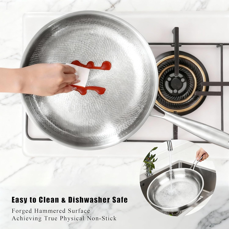 Titanium Pan,100% Non-toxic Titanium Pan,Non Stick Chemical-Free,Extreme Heat-Resistant & Lasts a Lifetime,Non-Stick Skillet for Home Use, Induction Cooktops And Gas Stoves for Omelettes Steaks 28cm