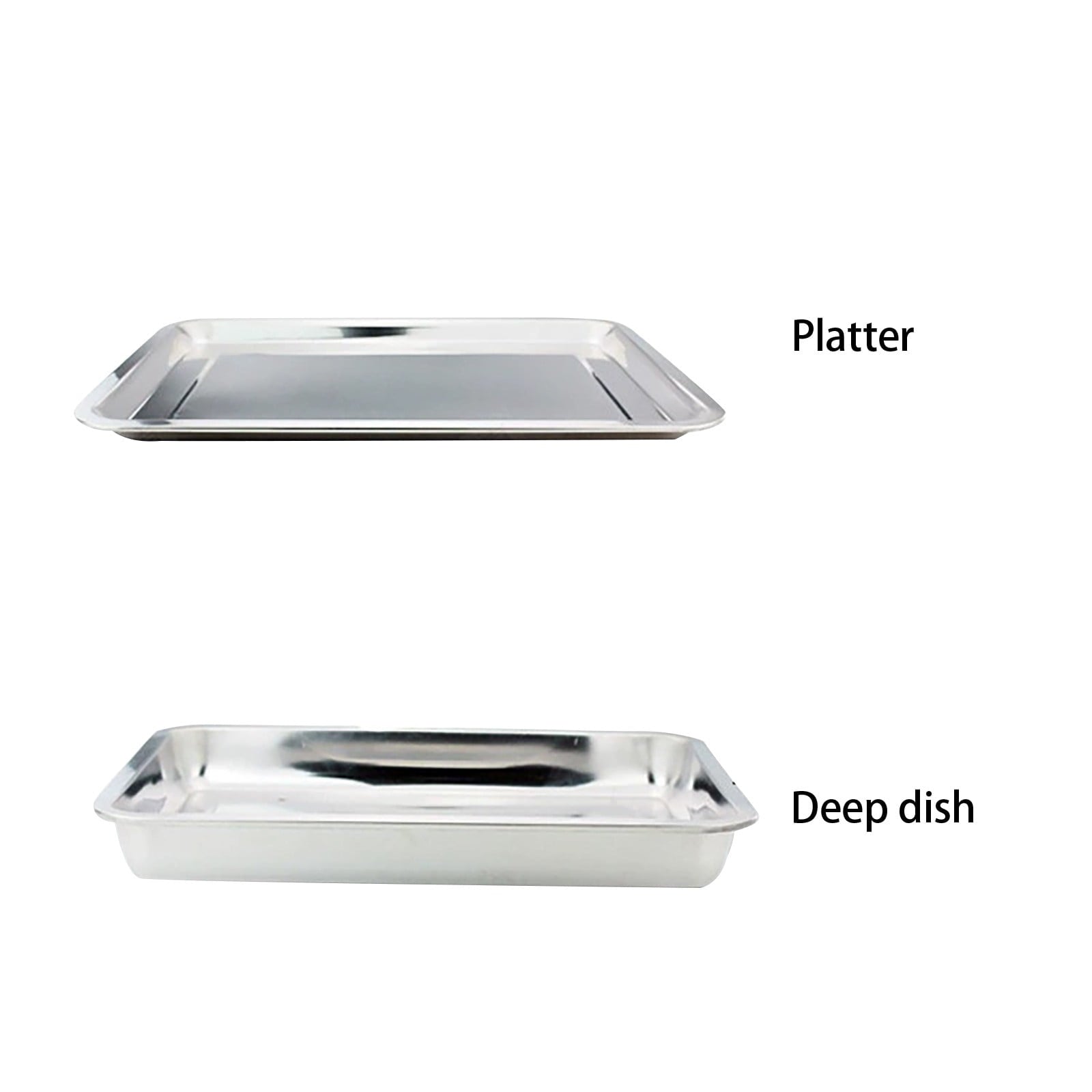 Stainless Steel Roasting, Pan Non-Stick Big Roaster Pan for Grilling or Drip Pan for Turkey, Durable Baking, Lasagna Pan, Dishwasher Safe, 1 Pcs, 10.63x7.87x0.79 15.75" x 11.81" x 1.89" Silver