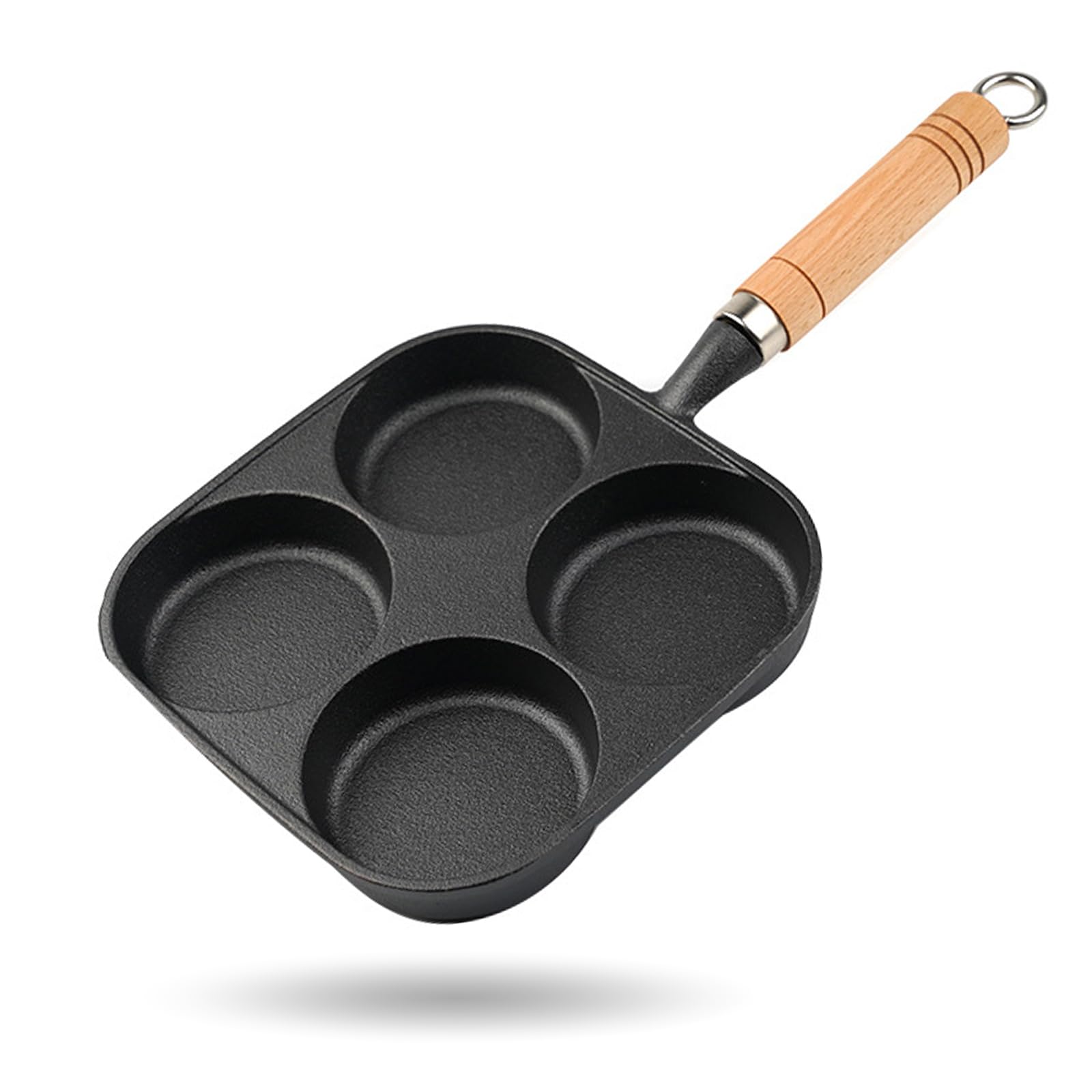 Egg Pan - Poffertjes Pan - Frying Pan - Pancake Pan - Hamburger Pan - 4 Hole Frying Pan - Fried Egg Pan - Induction - Non-Stick Coating - Omelet Pan - American Pancakes - Kitchen Utensils - Compartment Pan - Black - 1 Piece Hauptbild