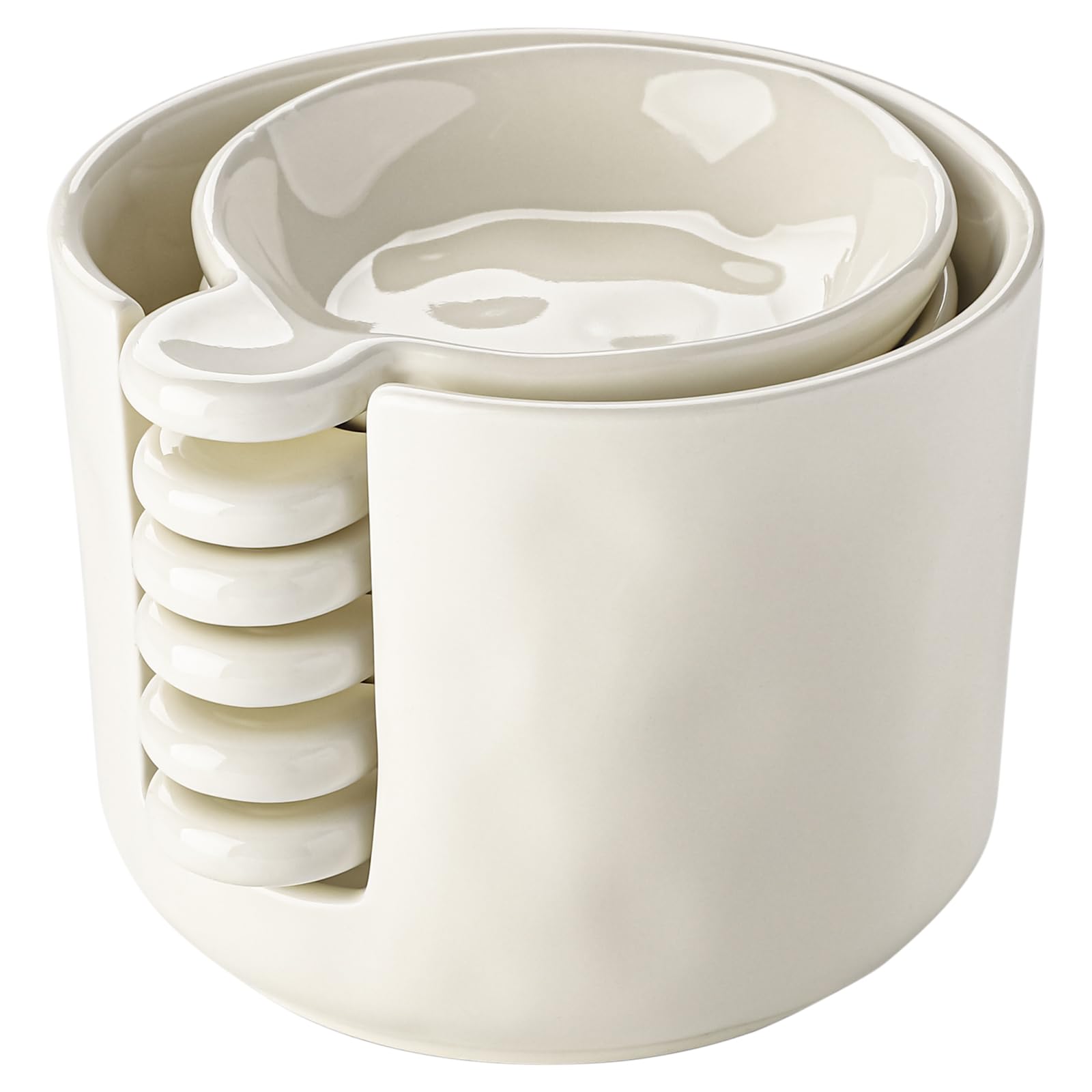 Sauce bowls - Tapas bowls - Dip bowls - Drinks bowls - Soy sauce bowl - Amuse bowls - Serving bowls - Gourmet - Snack bowls - Tableware - Ceramic Stackable with holder - White - 6 pieces Main image