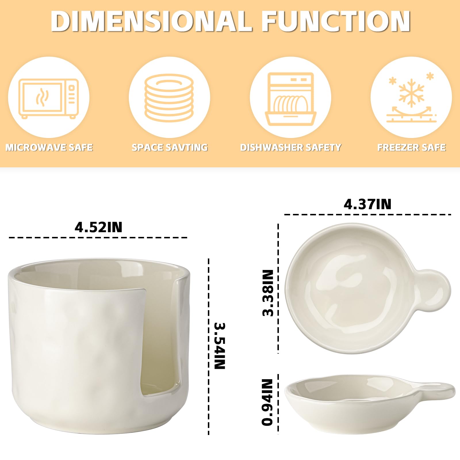 Sauce bowls - Tapas bowls - Dip bowls - Drinks bowls - Soy sauce bowl - Amuse bowls - Serving bowls - Gourmet - Snack bowls - Tableware - Ceramic Stackable with holder - White - 6 pieces Secondary image