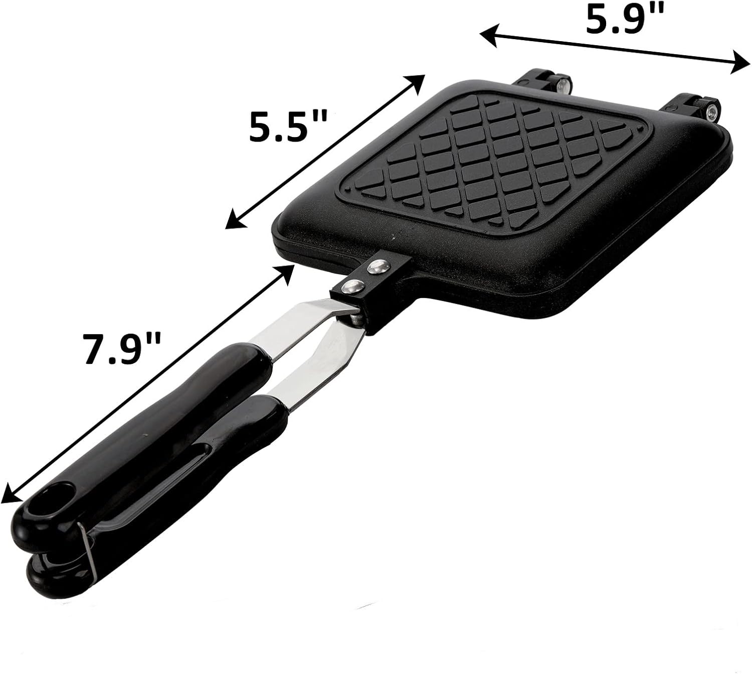 Sandwich Iron - Sandwich Maker - Grill Pan - Camping Sandwich Iron - Panini Grill - Frying Pan - Gas Stove Pan - Double-Sided Pan - Non-Stick Coating - Sandwich Clamp - Manual Toaster - Toaster - Breakfast Making - Kitchen - Black - 1 Piece Secondary image