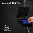 Sandwich Iron - Sandwich Maker - Grill Pan - Camping Sandwich Iron - Panini Grill - Frying Pan - Gas Stove Pan - Double-Sided Pan - Non-Stick Coating - Sandwich Clamp - Manual Toaster - Toaster - Breakfast Making - Kitchen - Black - 1 Piece