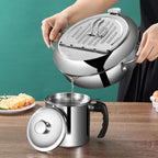 Deep fryer - Tempura pan - 24 cm - Stainless steel pan - Kitchen accessories - Japanese deep fryer - Induction deep fryer - Deep fryer - Cooking pot - Stainless steel pan - Large deep fryer - Kitchen utensils - Household - Silver - 1 piece