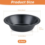 Tutuviw 6 Pack 5 inch Reusable Small Pie Pans, Nonstick Small Pie Tins, Carbon Steel Pie Pans, Mini Pie Pans for Baking, Round Bread and Meat Pie Tins Mini Pie Tins for Cake Dessert