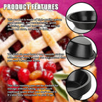 Tutuviw 6 Pack 5 inch Reusable Small Pie Pans, Nonstick Small Pie Tins, Carbon Steel Pie Pans, Mini Pie Pans for Baking, Round Bread and Meat Pie Tins Mini Pie Tins for Cake Dessert