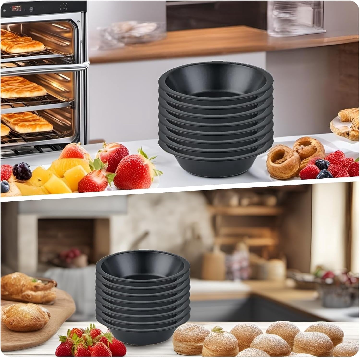 Tutuviw 6 Pack 5 inch Reusable Small Pie Pans, Nonstick Small Pie Tins, Carbon Steel Pie Pans, Mini Pie Pans for Baking, Round Bread and Meat Pie Tins Mini Pie Tins for Cake Dessert