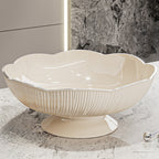 Ceramic Fruit Bowl for Kitchen Counter, Lights Pitches Fruit Plates, Decorative Bowl, Pedestal Bowl, Footed Bowl, Modern Fruit Bowl, Large Fruit Bowl, Home Decorative Bowls White