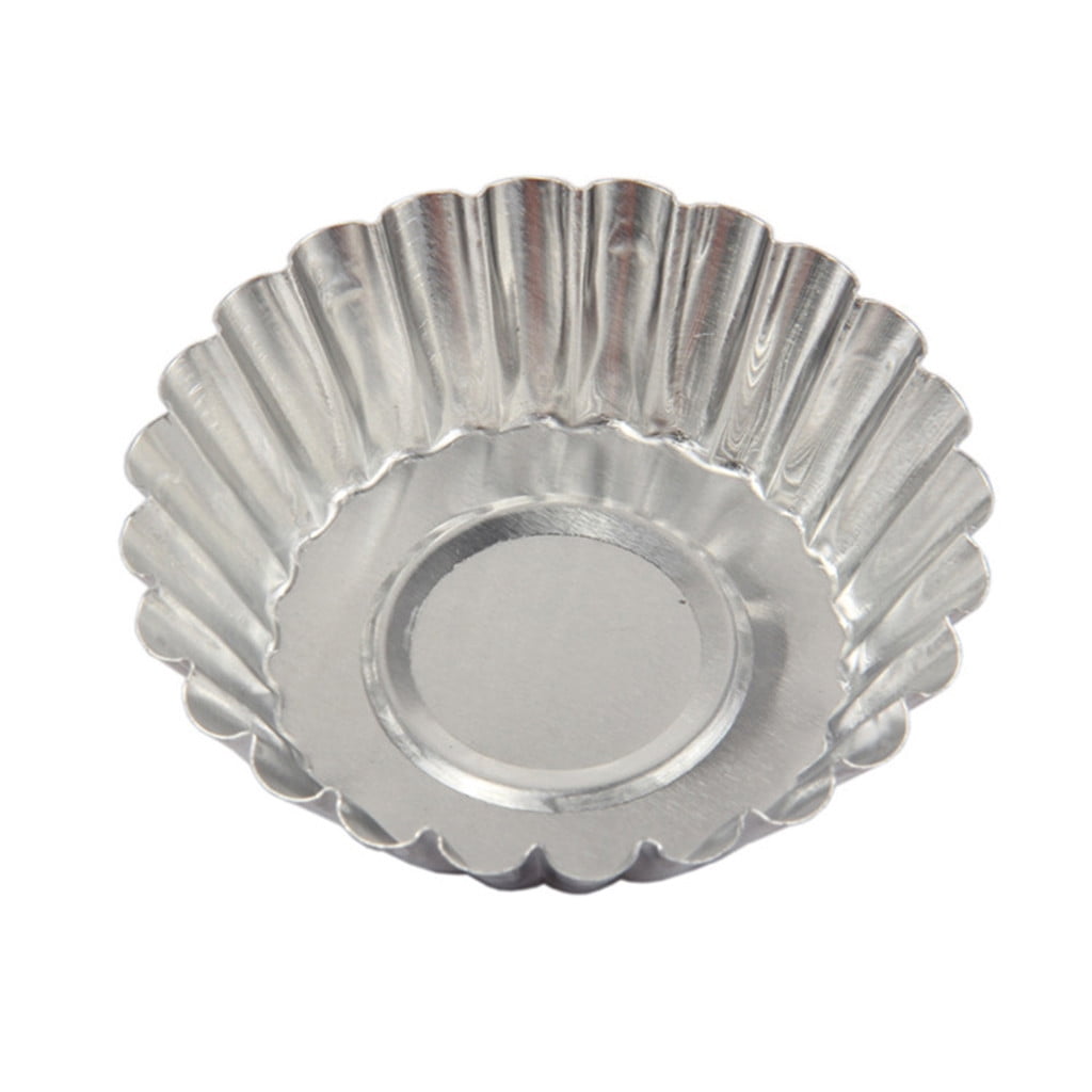 50Pcs Egg Tart Molds, Tart Pan, Mini Tart Tins, Aluminium Mini Tart Pans for Baking, Aluminum Cupcake, Cake Cookies Lined Molds Mould, Tin Baking Tool Hot Silver