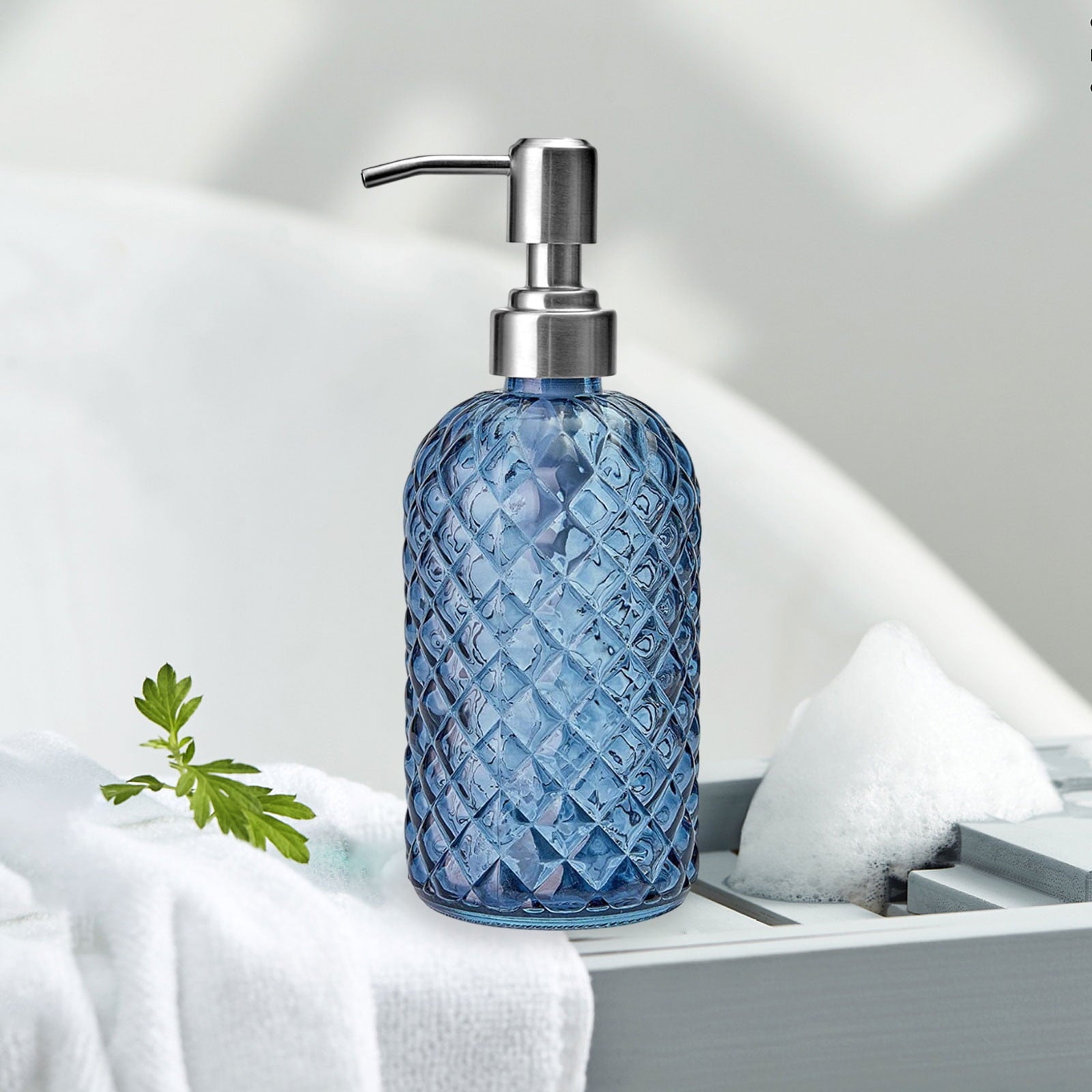 Glass Soap Dispenser 440mL - Azure