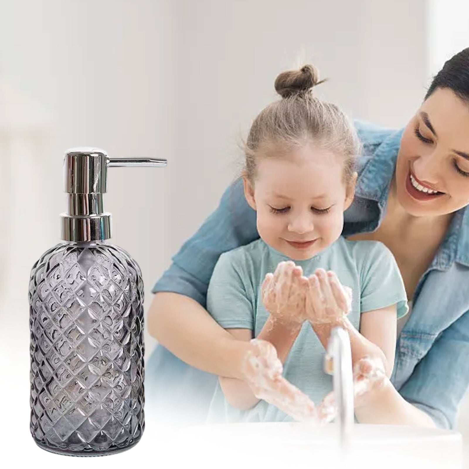 Glass Soap Dispenser 440mL - Grey