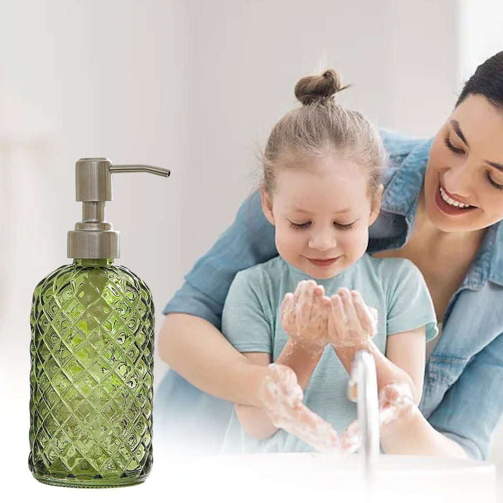 Glass Soap Dispenser 440mL - Green