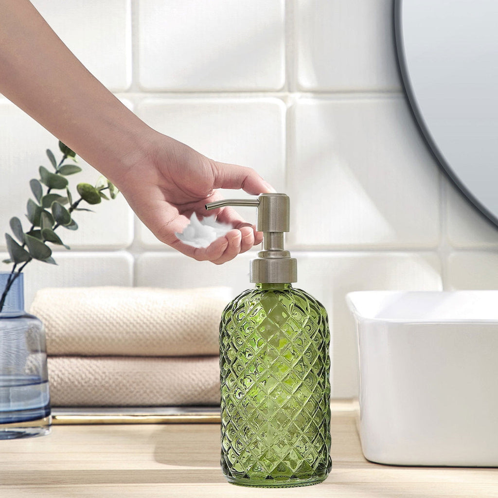 Glass Soap Dispenser 440mL - Green