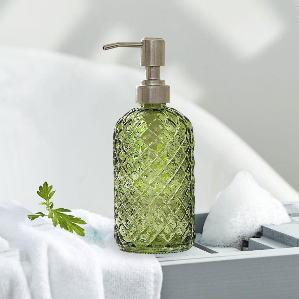 Glass Soap Dispenser 440mL - Green