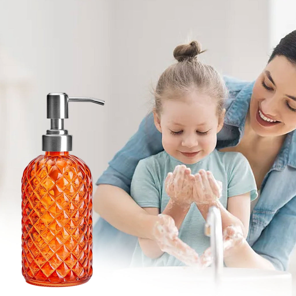 Glass Soap Dispenser 440mL - Orange