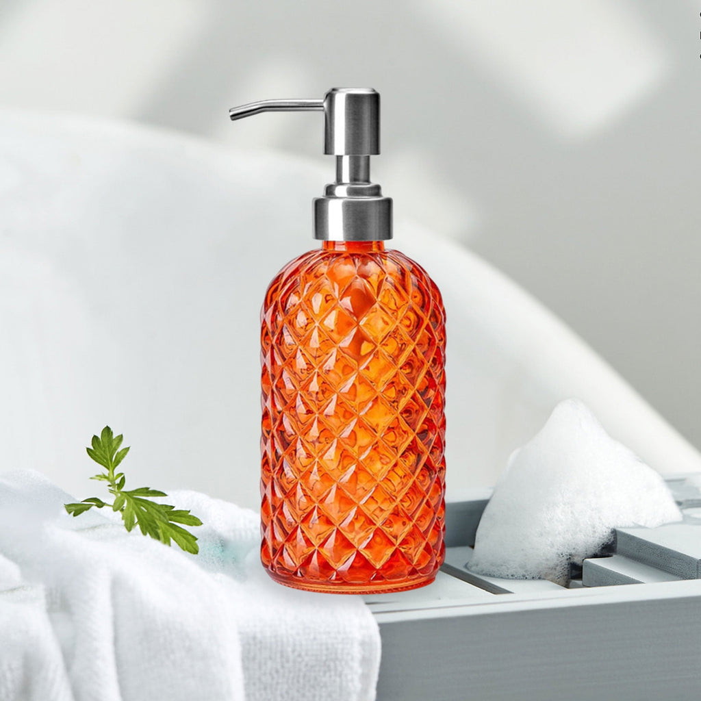Glass Soap Dispenser 440mL - Orange