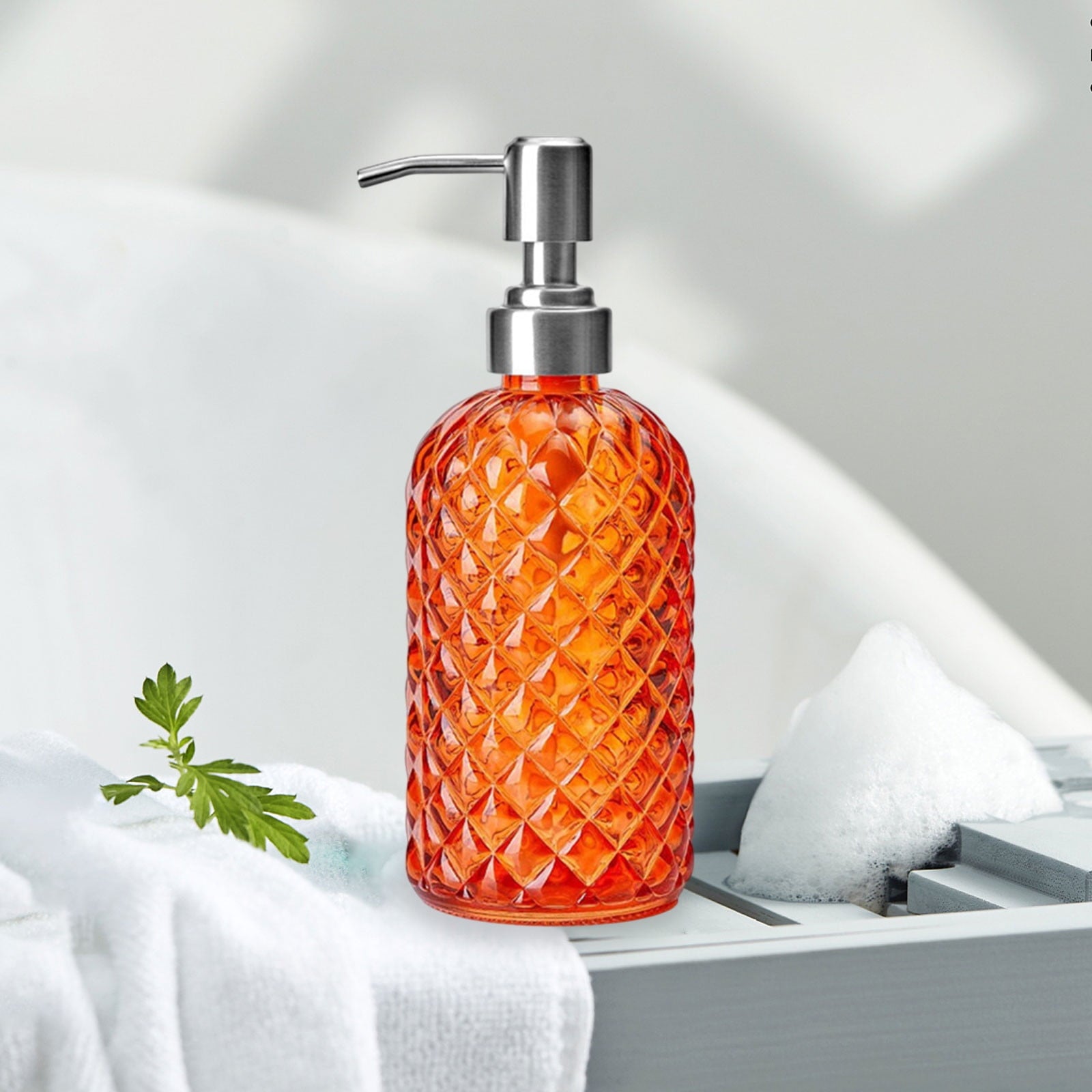 Glass Soap Dispenser 440mL - Orange