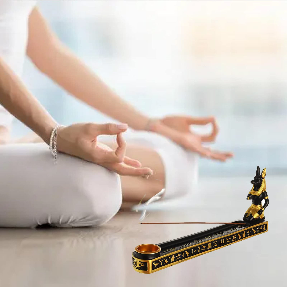 Incense Holder for Sticks, Egyptian Cone Incense Burner with Ash Catcher, Incense Tray for Sticks, 10 Inch